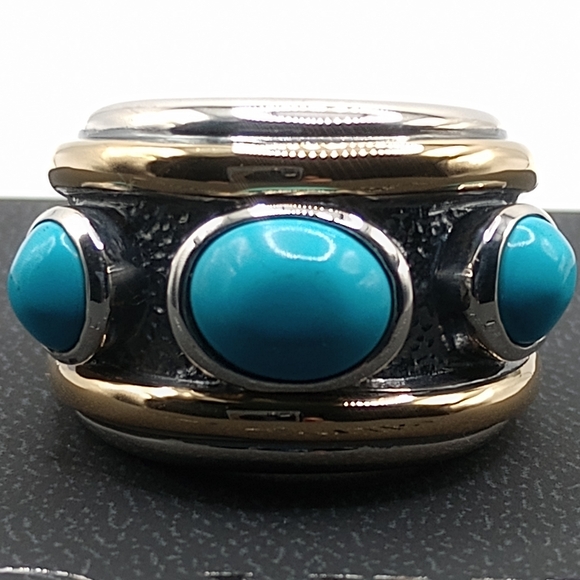 David Yurman Jewelry - David Yurman Turquoise and Silver Ring with Gold Highlights